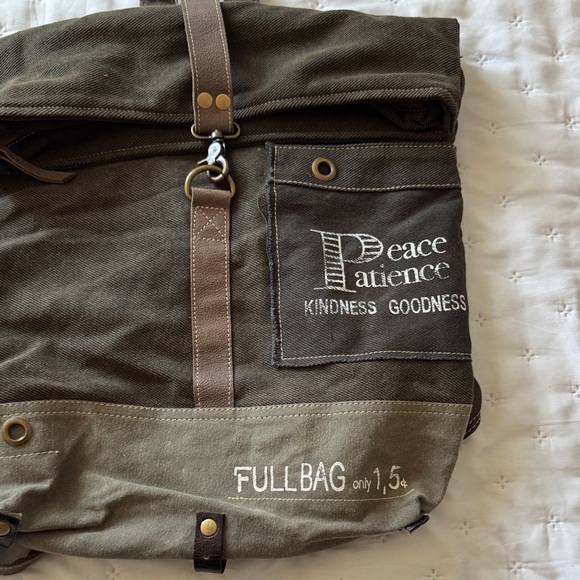 NWOT, Olive Green Canvas Backpack - Picture 3 of 8